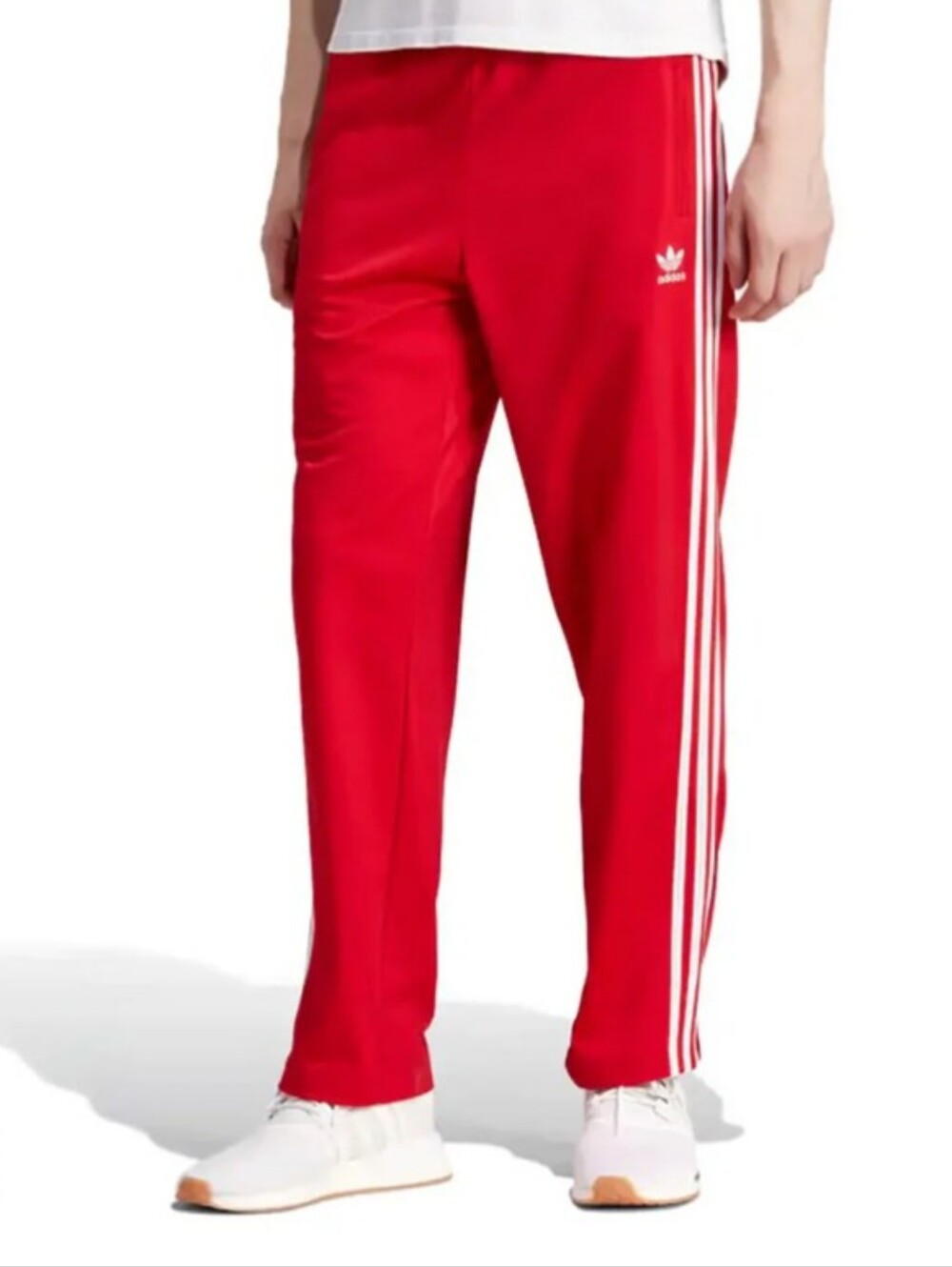 adidas Red Track Pants with White Stripes